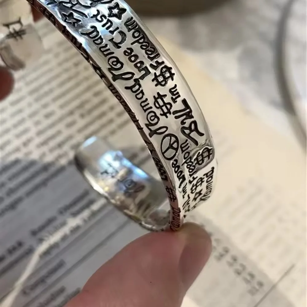 Inspirational Silver Cuff Bracelet - Picture 2 of 4